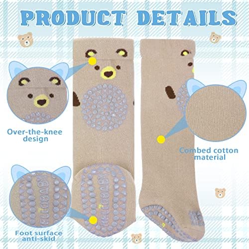 Mepase, 5 Чифта Чорапи до Коляното за деца, Нескользящие Чорапи за проследяването стъпки пълзи, Мини Чорапи за Новородено