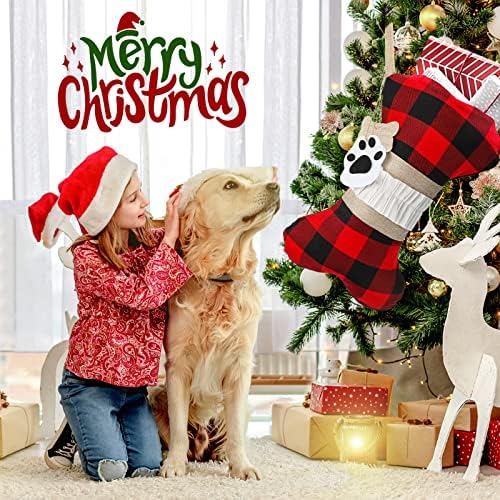 Коледни Чорапи за кучета и домашни любимци в клетката DELUX Buffalo, 1 опаковка, Коледна украса ръчно плетени Голям размер