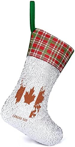Канада ден, Коледни Чорапи С Пайети, Блестящи Стенни Висящи Украси, Украса за Коледната Елха, Празнична Парти