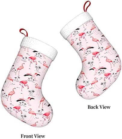 XINQIXAA Летни Коледни Чорапи с Тропически Фламинго, 18 Инча(Ите), И), Голям Коледен Чорапи, Плюшени Белезници, Коледни