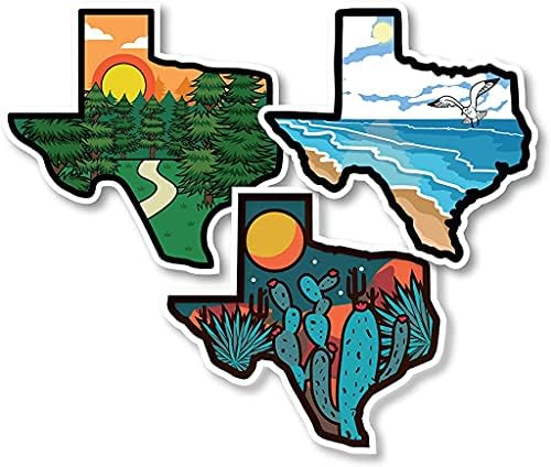 Комплект стикери за броня с гледката на щата Тексас за кола, чаши, преносими компютри, охладители (Три опаковки X3) (3