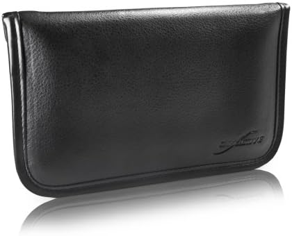Калъф BoxWave, който е Съвместим с Motorola Edge 30 Нео - Луксозна Кожена чанта-месинджър, чанта-плик от изкуствена кожа за Motorola Edge 30 Нео - черно jet black