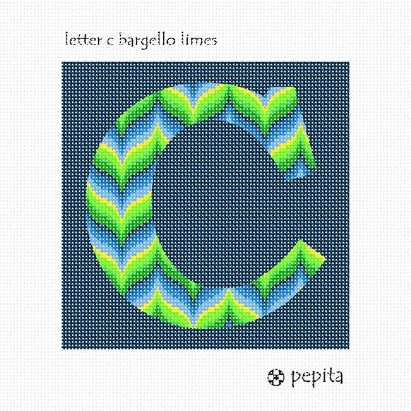 комплект за бродиране pepita: Лайм Bargello с буквата C, 7 x 7