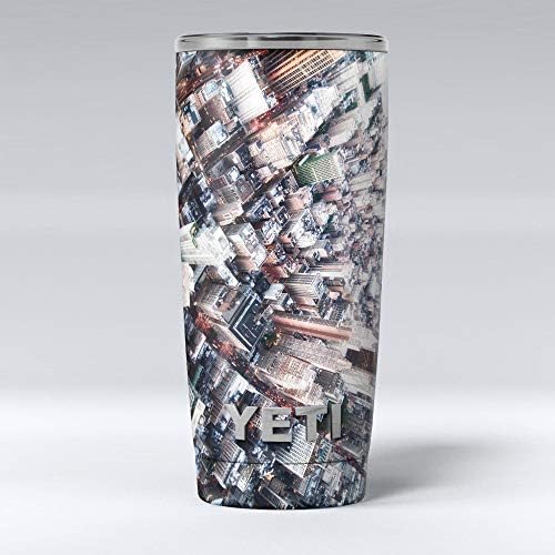 Дизайн Skinz Ретро Въздушен Градски пейзаж - Комплект винилови стикери върху кожата, Съвместим с бокалами Yeti Rambler