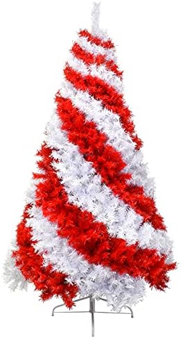 Изкуствена Коледна елха цвят Леденцового тръстика Tree Buddees Червено-Бял цвят (6 фута)
