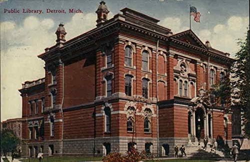 Обществена библиотека в Детройт, Мичиган, Оригинални Антични Картичка