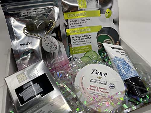 Подарък кутия Spa Deluxe: Нефритови валяк за лице, Кална Маска Срещу стреса, Въглища маска за лице и много Други! Да