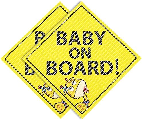 Стикер CHOKFIT Baby on Board за автомобили - 3 опаковки с размер 5 x 5 см - Прозрачен дизайн за движение на заден ход - Ярко-жълт стикер за детска кола - Издънка или магнити не се и?