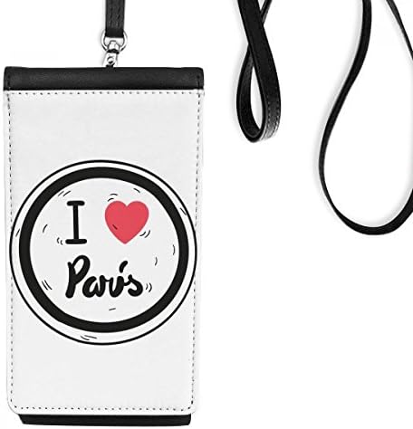Аз Обичам Париж Думи Шаблон Телефон В Чантата Си Портфейл Окачен Мобилен Калъф Черен Джоба