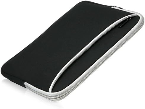 Калъф BoxWave, който е съвместим с таблетен LECTRUS Android X11 (10.1 инча) - Мек гащеризон с джоб, Мека чанта, Неопреновый чанта, джоб с цип на ръкава - Черно jet black с червена тапицери