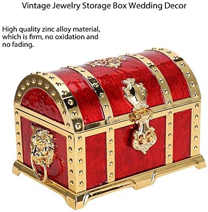 Кутия За съхранение на Бижута, в Сандъка със Съкровището с Ключ Заключващ се Метален Сандък Със Съкровище Реколта Декоративна