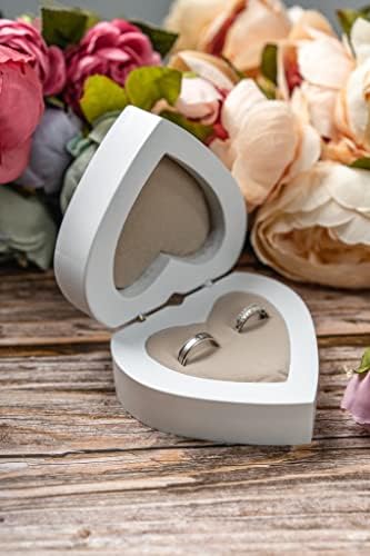 Дървена Ковчег за пръстени Strova за Сватбената церемония и Ангажименти – Кутия за пръстените на приносител във формата
