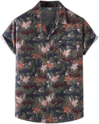 Мъжки Хавайски Ризи BEUU, Лятна Тениска с Къс ръкав и Копчета, Тропически Принт в стил Бохо, Плажни Върховете Aloha Свободно