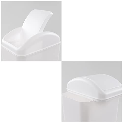 Пластмасова кофа за Боклук Zerdyne с капак, 1 Тънка Кофа за Боклук в опаковката, 3.5 литра / 14 литра (Бяло)