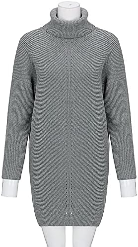 Женствена Рокля-пуловер, Вязаное Рокля с дълъг ръкав, Пуловер, Пуловер, Вязаное Рокля с деколте, Рокля-пуловер на 2022