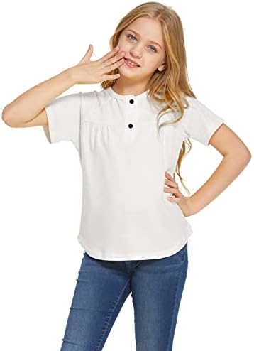 Ризи Leaduty За Момичета, Блузи с дълъг ръкав, Тениски с кръгло деколте, Ежедневни Свободни Ризи за Момичета 4-13 Години