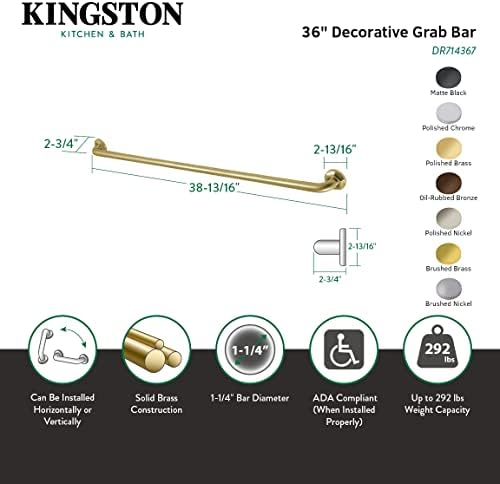 Kingston Brass DR714362 Дизайнерски парапет Trimscape Metropolitan Decor 36 см с диаметър 1,25 инча, Полиран Месинг