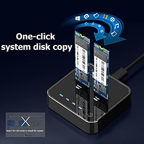 SHYPT USB 3.1 Type C-Зарядно устройство за външен твърд диск M. 2 с две отделения с самостоятелен клониране, за да M2 SSD Поддържа титуляр на твърдия диск капацитет 2 TB (Цвят: K3016S)