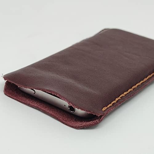 Чанта-кобур от естествена кожа за OnePlus 8T + 5G, Калъф за вашия телефон ръчна изработка от естествена кожа, Изработен по поръчка Кожен Калъф-чанта за носене, Вертикална ?