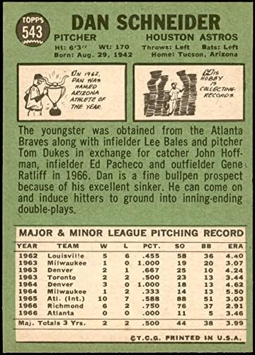 1967 Topps # 543 Дан Шнайдер в Хюстън Астрос (Бейзболна карта) в Ню Йорк Астрос