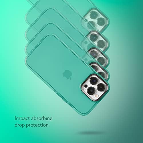 Защитен калъф SteepLab за iPhone 14 Pro Max (2022, екран 6,7 инча) - Удароустойчив калъф с пълна защита на корпуса и релефни рингове (полиран бирюзово-син)