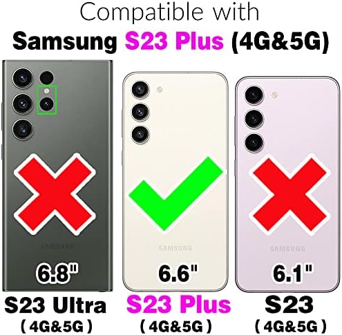 Съвместим с Samsung Galaxy S23 Plus/S23 + 5 ГРАМА 6,6 Чанта-портфейл От закалено Стъкло, Защитно фолио за екрана, Кожена флип-надолу капака с цип Държач за карти, Чиния, Аксесоари з?