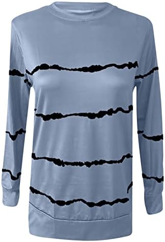Блузи за жени, Ежедневни Блузи на Райета с Принтом 2023, Hoody с кръгло деколте и Дълъг Ръкав, Есенна Блуза, Тениска,