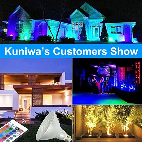 Kuniwa LED PAR38 Прожектор 30 W RGB Прожекторная Лампа, с Променящ се Цвят, Крушка E26 С Перка, Диммируемый Външен Прожектор