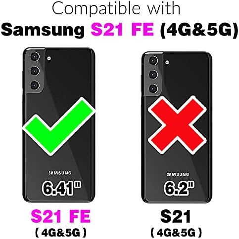 Asuwish е Съвместим с Samsung Galaxy S21 FE Калъф-портфейл Gaxaly S 21 FE 5G и Защитно фолио за екран от закалено Стъкло, флип-надолу Капака, Държач за кредитни карти, Калъфи за мобилни т