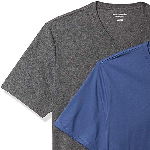 Мъжки t-shirt Essentials обичайното намаляване с къс ръкав и V-образно деколте, комплект от 2