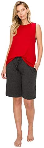 EttelLut - Женски Удобни Ластични панталони-бермуди с дължина до коляното с джобове и завязками - Отлично подходящ за тренировки и отдих