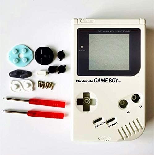 Rymfry Калъф във формата на миди с пълен корпус за Game Boy Classic GB DMG GBO с Бутони и Токопроводящими накладки (Бял)