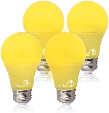 Led лампи Bioluz жълт Цвят с Мощност 60 W, Сменяеми Led A19 Без Регулиране на яркостта, 4 бр.