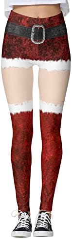Коледен принт грозен Дядо гамаши за жени плюс размер висока талия корема управление панталони за йога, задник, за да вдигне меко празник пътеки