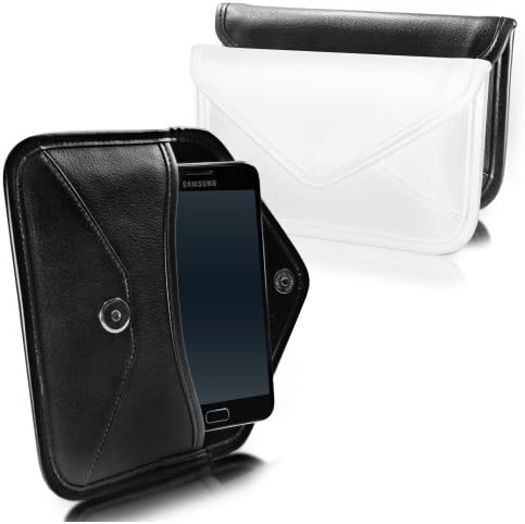 Калъф BoxWave, който е Съвместим с Galaxy S6 Edge (CDMA) (калъф от BoxWave) - Луксозни Кожена чанта-месинджър, дизайн своята практика-плик от изкуствена кожа - Черно jet black