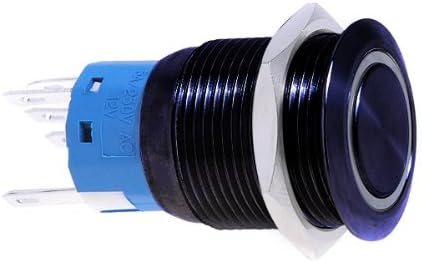 AABABUY 1pc12v 19 мм, бутон превключвател Черен корпус с капаче (бяло/синьо/зелено/жълто/червено/оранжево) Led водоустойчива