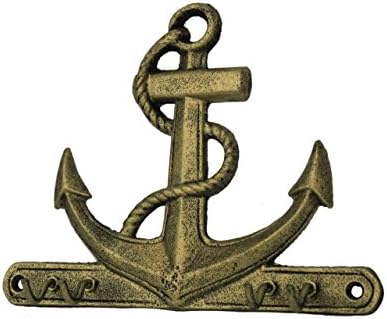 Морската Чугун котва Hampton с кука, 8 инча, Античен Бронз