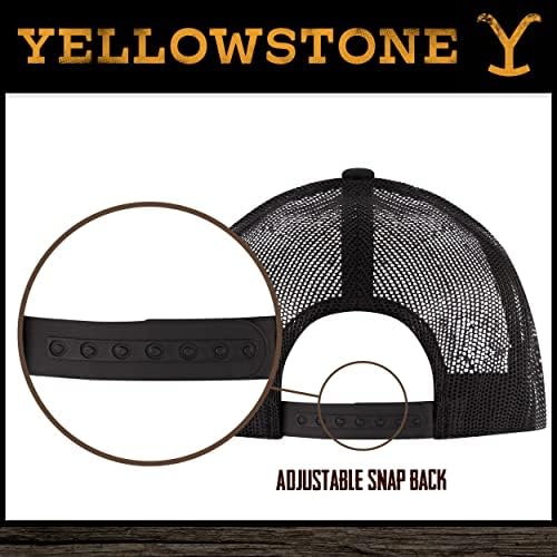 Concept One за Мъже-Възрастни бейзболна шапка за шофьори на камиони Yellowstone с регулируема мрежа възстановяване на предишното положение и Извити Полета, Черна, Един разме?