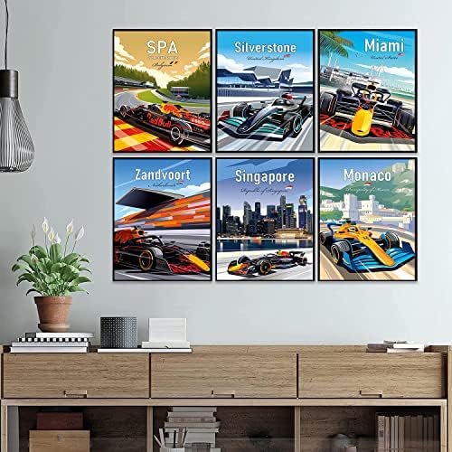 Плакат с Формула състезания, Стенни щампи на състезателни автомобили от Формула 1, Стенен декор на състезателни автомобили, Стенно изкуство Формула 1, подаръци за с?