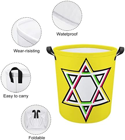 Цветна Кошница за дрехи Jewish Star Сгъваема Висока Кошница За Дрехи с Дръжки Чанта За Съхранение