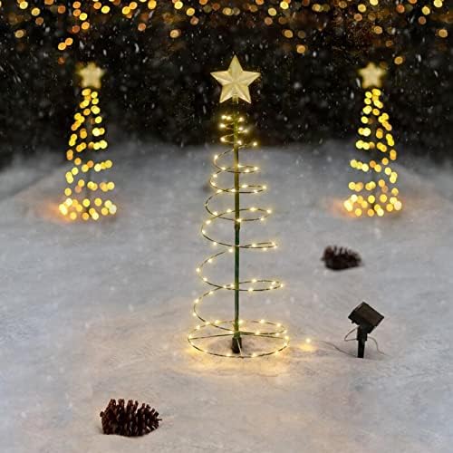 Dervivea Коледна Украса Празнична Наряжание Оформление На Сцената На Solar Led Коледно Дърво Жълт Цвят