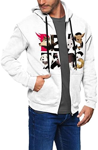 PankooClub Аниме и Манга Beastars Лого Hoody С качулка на цип Мъжки Ежедневни Блузи Модни Hoody С Дълъг Ръкав, Пуловер