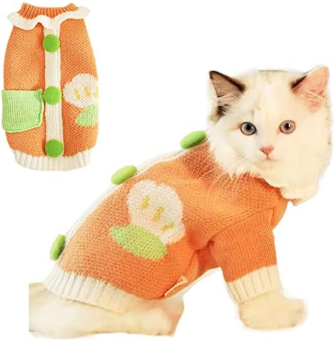 Пуловер с котка ANIAC, Топло Облекло за Кутрета, Уютен Жилетка за Кученце, Риза, Есенно-Зимни Дрехи, Зимни Плетива за