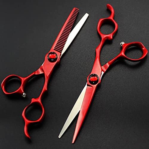 Ножица за Подстригване на Коса, 6-Инчов Червени Фризьорски Ножици Професионални Ножици За Подстригване на Коса Фризьорски
