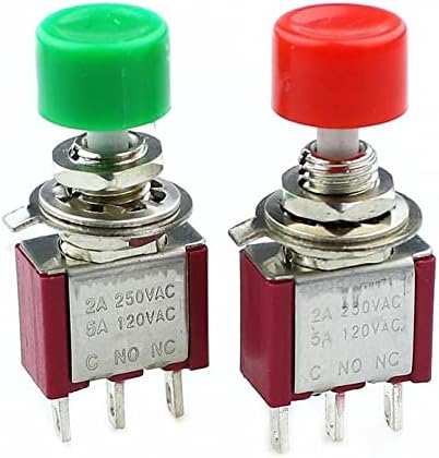 IENYU 1 бр. 2A AC/250 В 5A/120 В 3-пинов SPDT Незабавен бутон превключвател 1 NO 1 NC (Цвят: зелен)