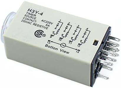 DJDLFA H3Y-4 Реле закъснение на включване 0-5 С таймер DPDT 14 контакти H3Y-4 DC12V DC24V AC110V AC220V (Размер: DC12V)