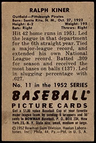 1952 Боуман 11 Ралф Остро Питсбърг Пайрэтс (Бейзболна картичка), БИВШ+ Пирати