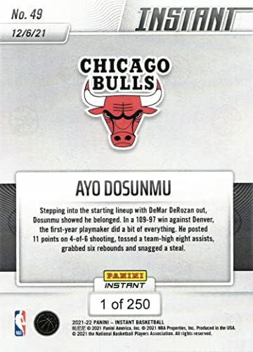 2021-22 Панини Instant Баскетбол 49 Айо Досунму Нов Card Bulls - Направено само на 250!