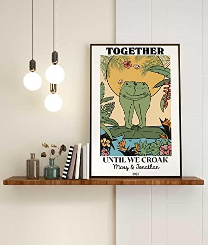Забавен Плакат с Лягушачьими Гъби в ретро стил За декора на помещението, Естетичен Ретро, Заедно, докато ние не квакнем,