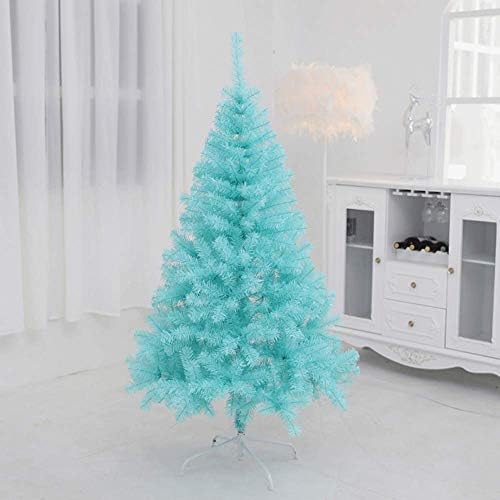 ZPEE Синята Коледно дърво, PVC и алуминий, Изкуствена бор на панти с метална стойка Лесно се монтира Голо дърво Без подсветка